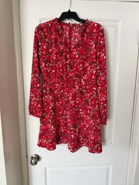 LOFT Red Floral Mini Dress
